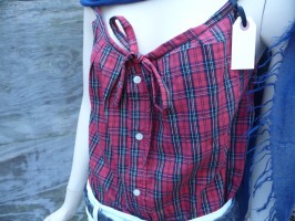 red plaid fairy bow tie close up