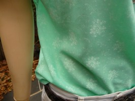 meg shirt seafoam tucked close up